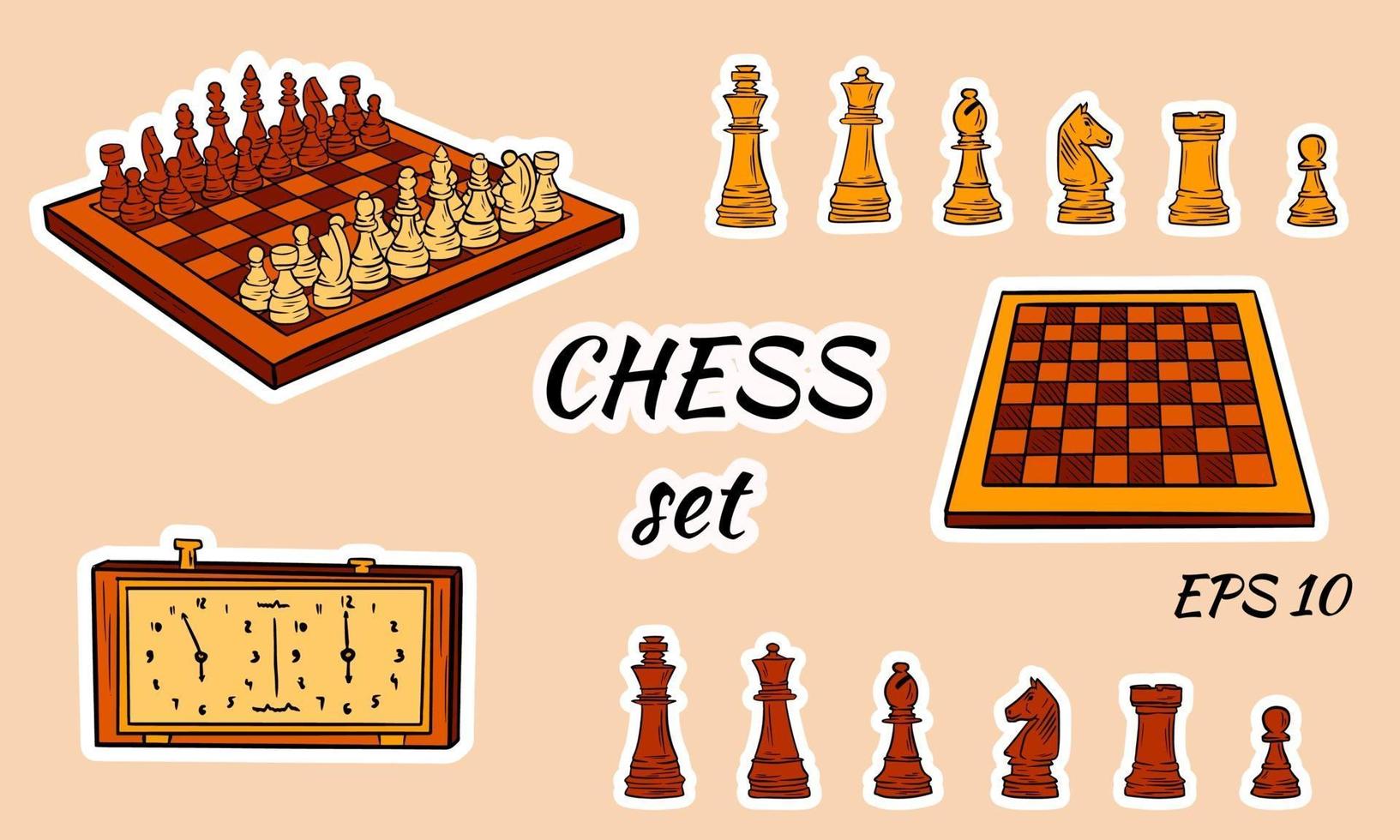 conjunto de peças de xadrez de desenho animado 2273947 Vetor no Vecteezy